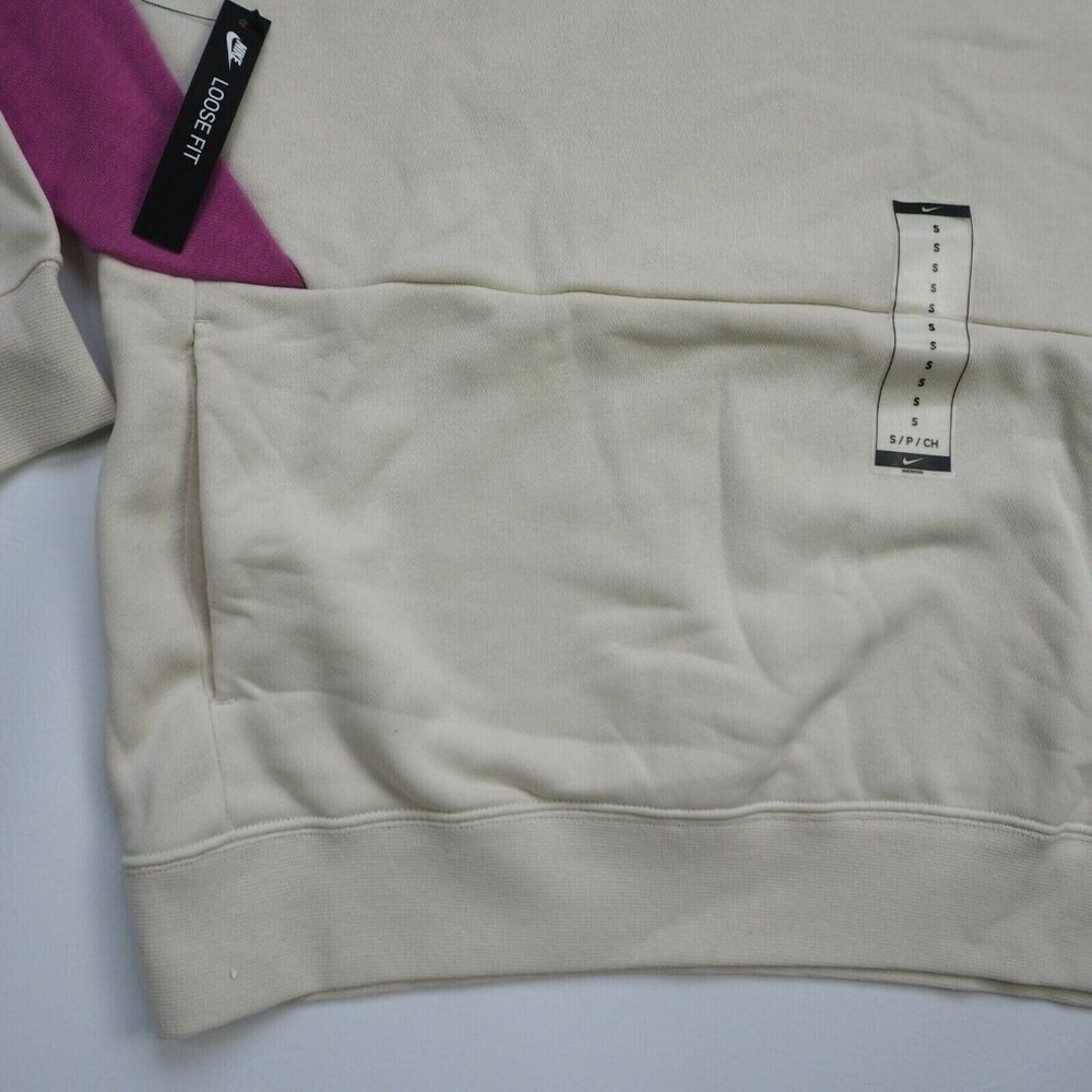 Nike French Terry Womens Hoodie Pullover Beige Athletic Sport - Picture 5 of 9